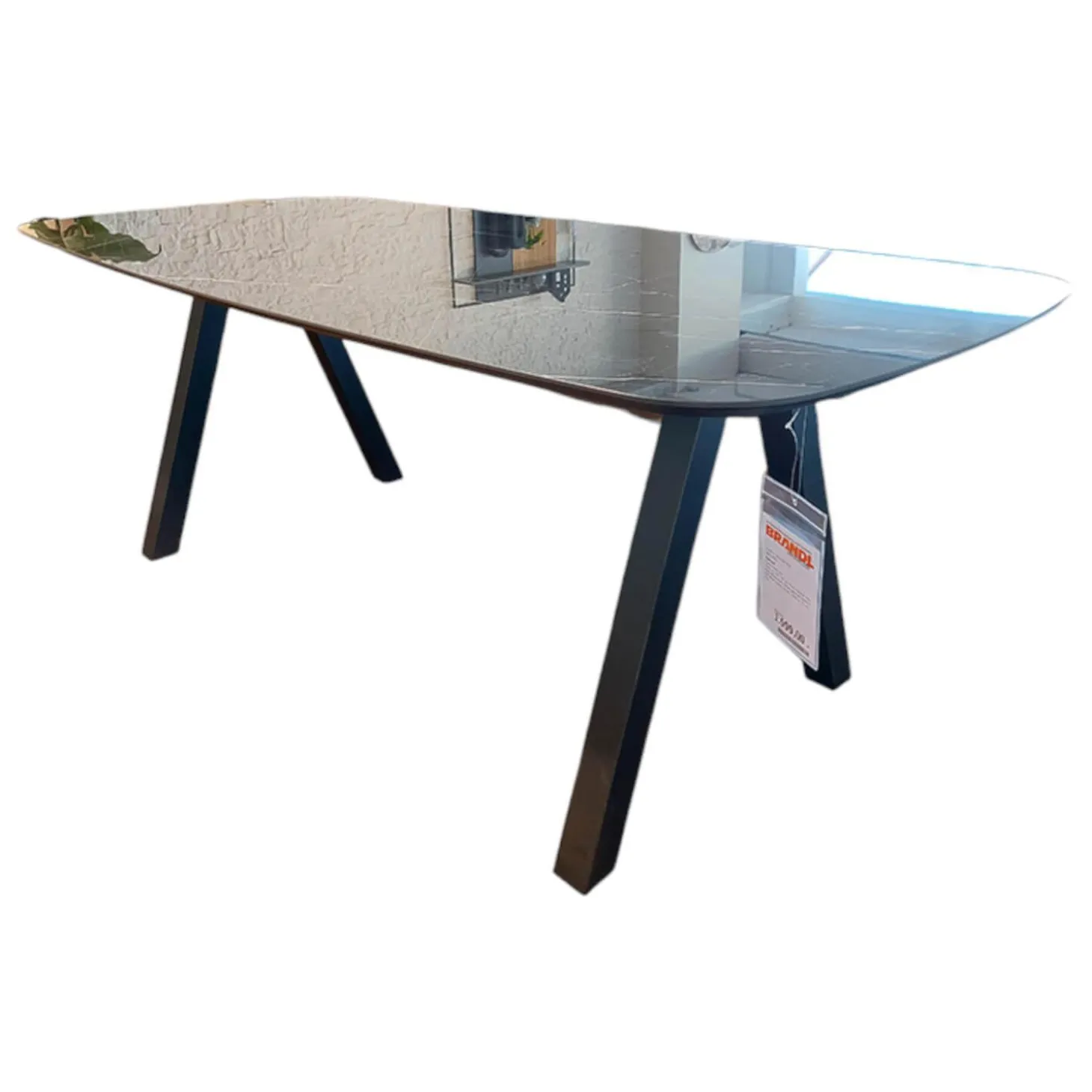 Esstisch Jari Platte Keramik Ultra Marmoroptik Schwarz Glänzend Gestell Schwarz