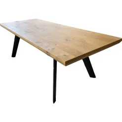 Esstisch Kaate Knorrige Eiche Puro Geölt Äste Mit Harz Ausgegossen Metallgestell Schwarz Lackiert