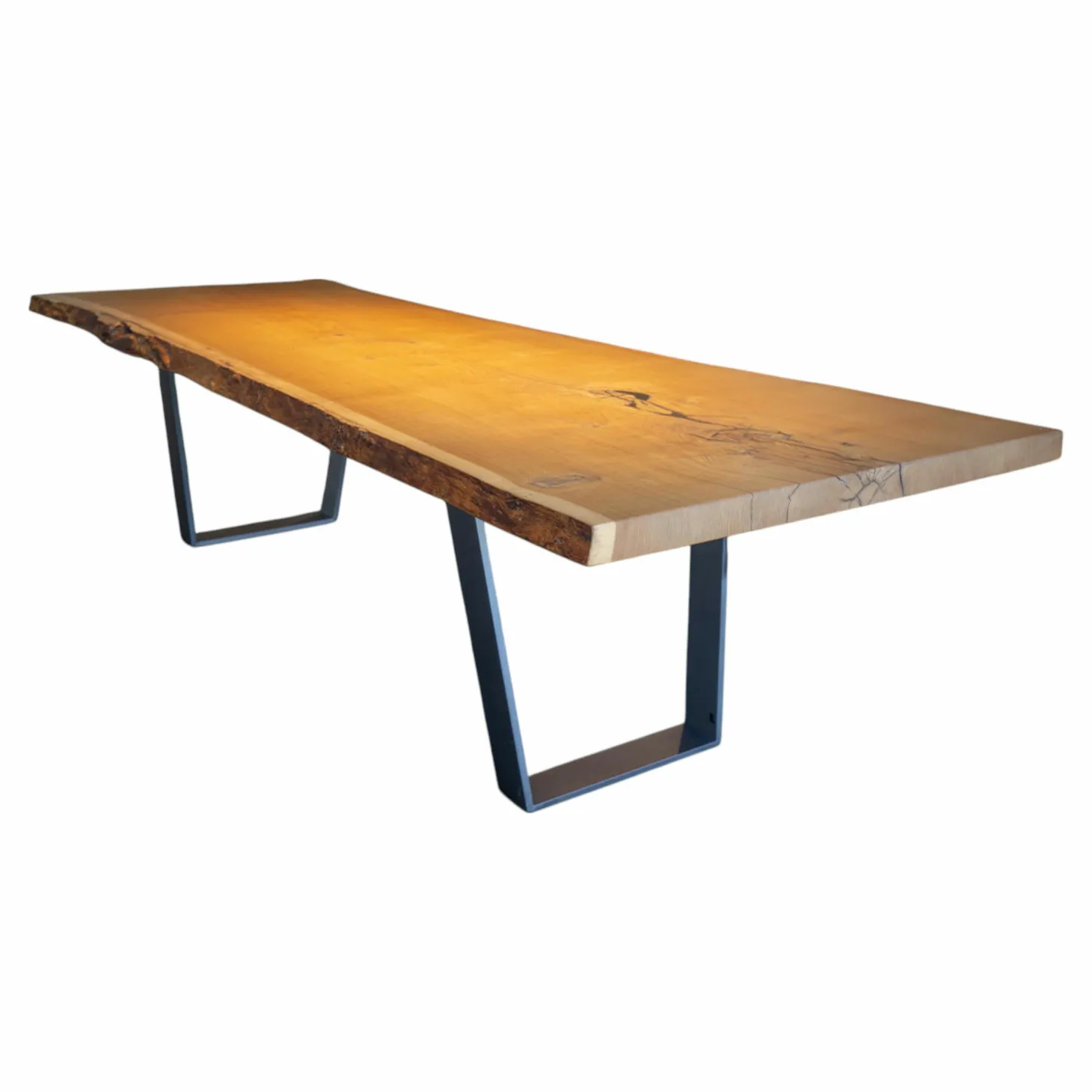Esstisch Kantara Tischplatte Knorrige Eiche Naturgeölt mit Naturkante Gestell Stahl