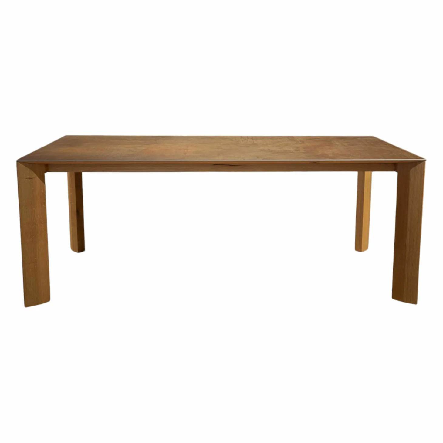 Esstisch Kera 2 Ausziehbar Platte Reamik Lava Corten Bronze Gestell Knorrige Eiche mit Auszug