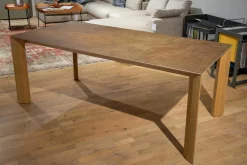 Esstisch Kera 2 Ausziehbar Platte Reamik Lava Corten Bronze Gestell Knorrige Eiche mit Auszug