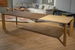 Esstisch Kera 2 Ausziehbar Platte Reamik Lava Corten Bronze Gestell Knorrige Eiche mit Auszug