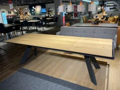 Esstisch Leo Rechteckig Wildeiche Hell Soft Gebürstet Geölt Gestell Metall Anthrazit Mit Klappeinlage