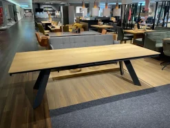 Esstisch Leo Rechteckig Wildeiche Hell Soft Gebürstet Geölt Gestell Metall Anthrazit Mit Klappeinlage