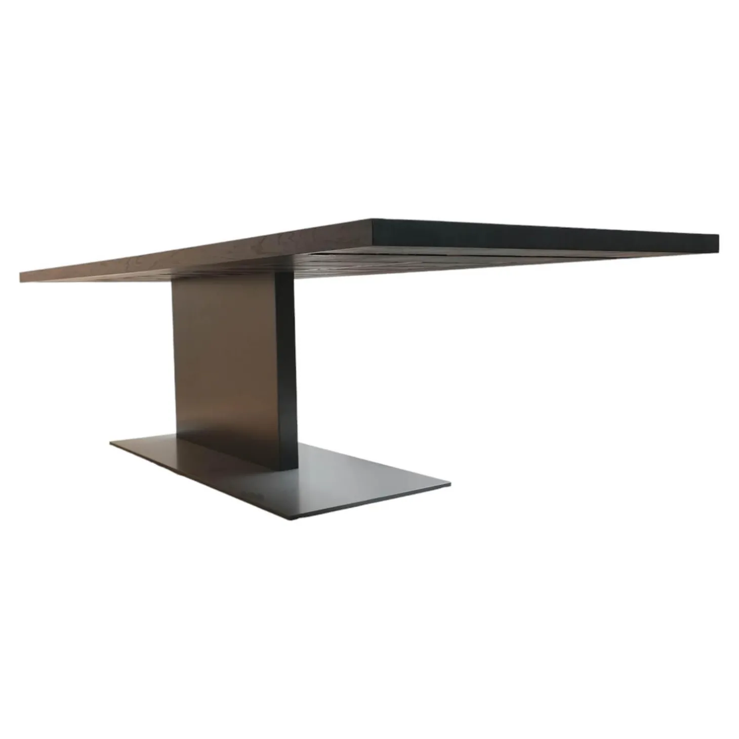 Esstisch Liam Iron Platte Eiche Schwarz Pigmentiert Gestell Edelstahl Asche Grau Matt