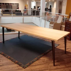 Esstisch LX4/25 Kernesche Hell Massiv Geseift Gestell Rohstahl Geölt