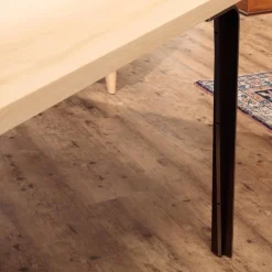 Esstisch LX4/25 Kernesche Hell Massiv Geseift Gestell Rohstahl Geölt