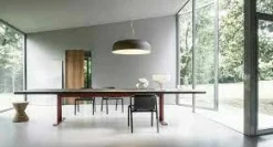 Esstisch Memo Platte Lava Stein AC 827 Schwarz Gestell Aluminium Rot Lackiert