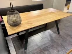 Esstisch Mileto Platte Asteiche Massiv Natur Geölt Gestell Metallfuß Schwarz Grau