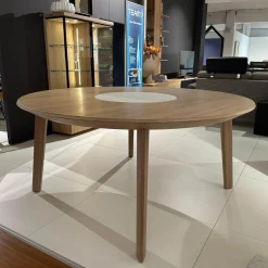 Esstisch Miró Eiche Weißöl Drehteller Keramik Arctic White