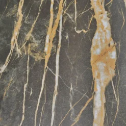 Esstisch Mirado 6171 Platte Keramik Rock Braun Gold Untergestell Kufe Lack Tiefschwarz Mit Klappeinlage