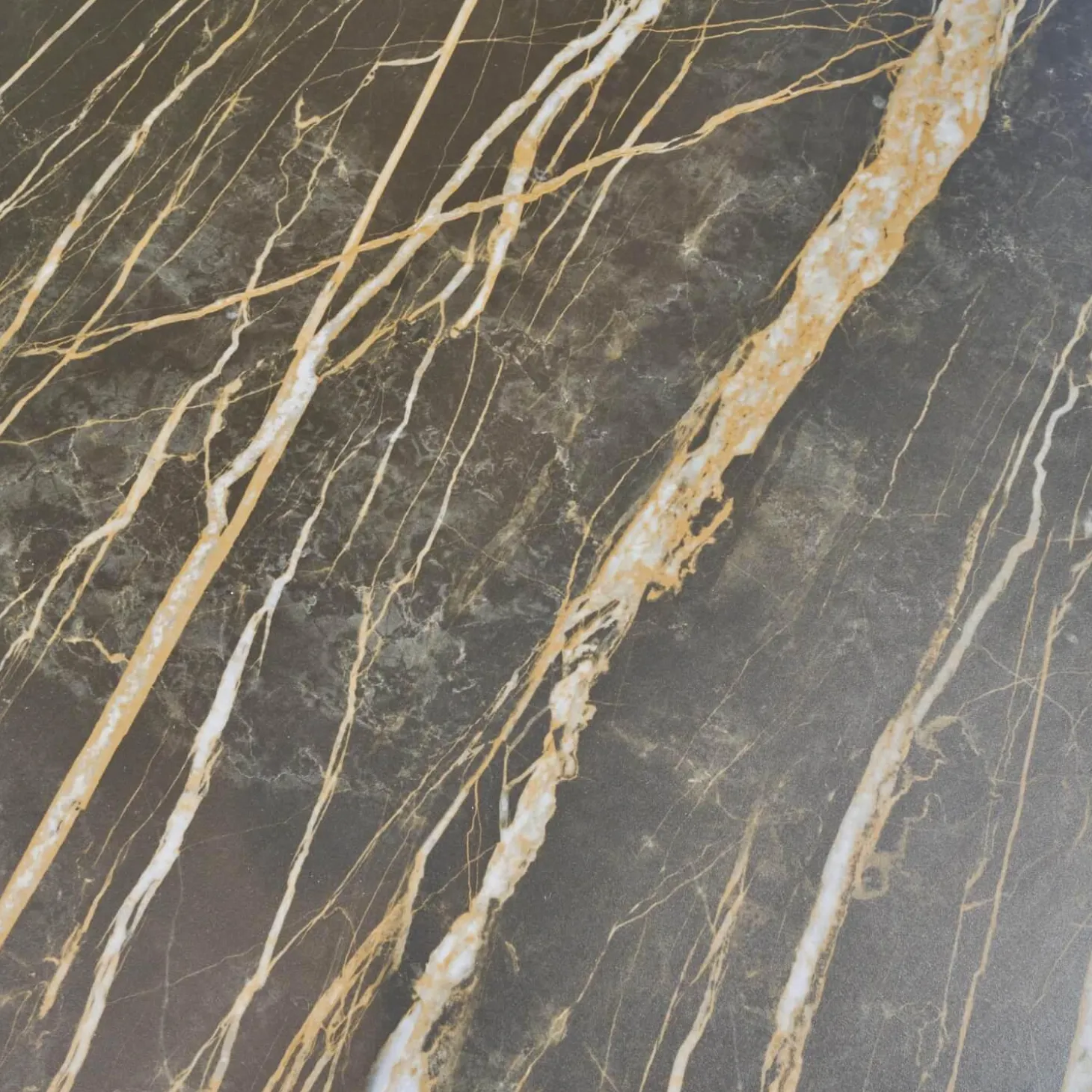 Esstisch Mirado 6171 Platte Keramik Rock Braun Gold Untergestell Kufe Lack Tiefschwarz Mit Klappeinlage