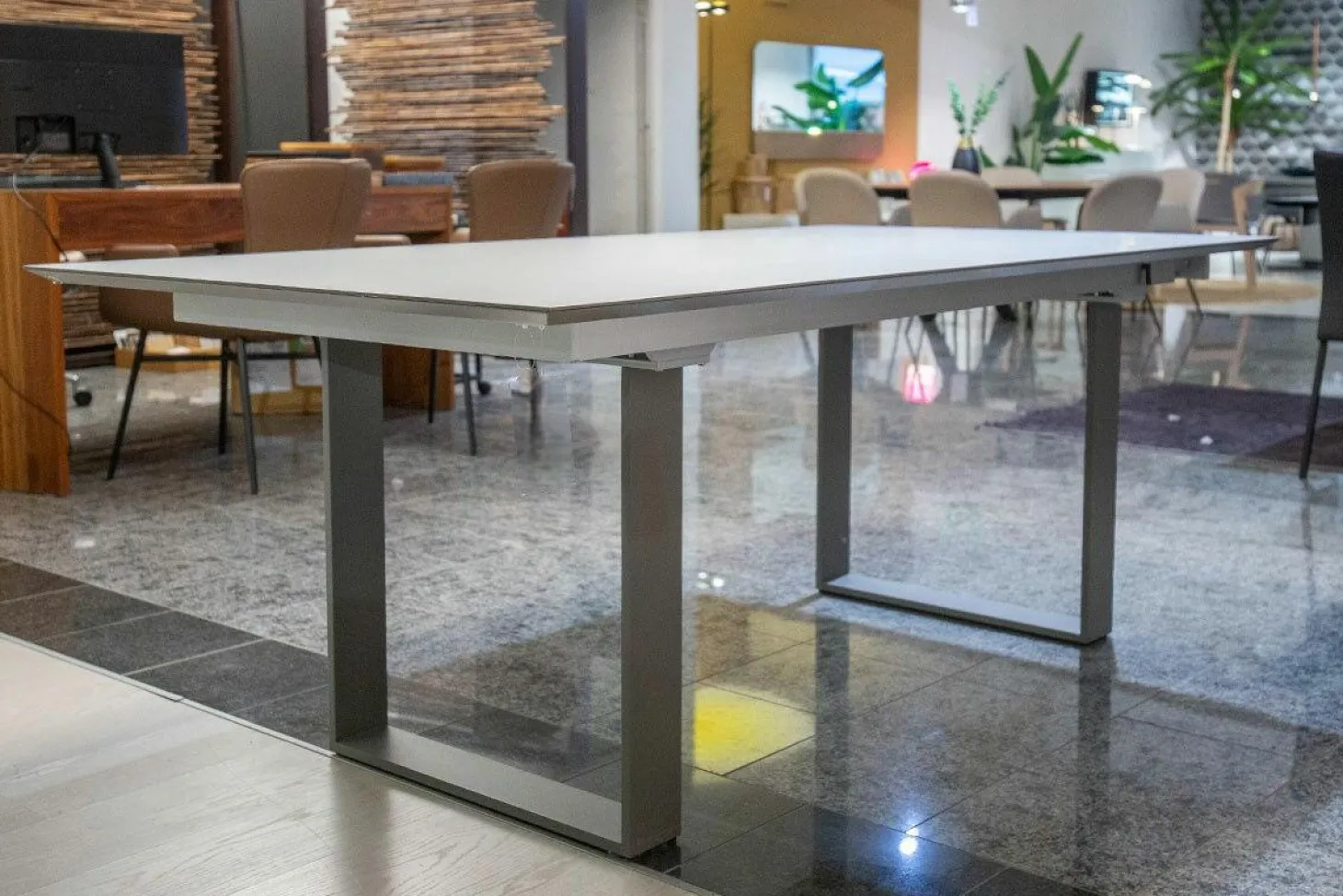 Esstisch Mirado Ausziehbar Tischplatte Fenix Grigio Londra Grau Gestell Grau Matt