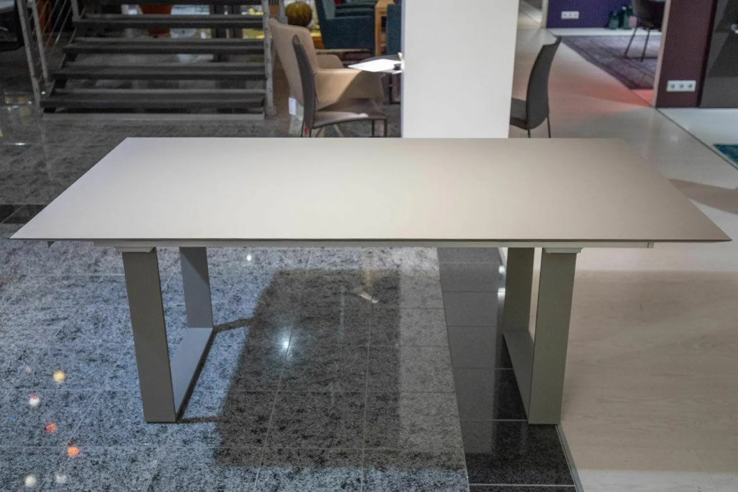 Esstisch Mirado Ausziehbar Tischplatte Fenix Grigio Londra Grau Gestell Grau Matt