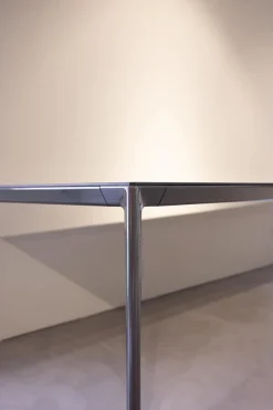 Esstisch Mirto Platte Eiche Schwarz Gebürstet Gestell Schwarz Verchromt Lackiert