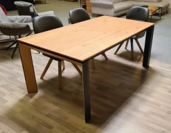Esstisch Monaco M513-86-078 Eiche Echtholzfurnier Tischbeine Metallprofil Schwarz Ausziehbar