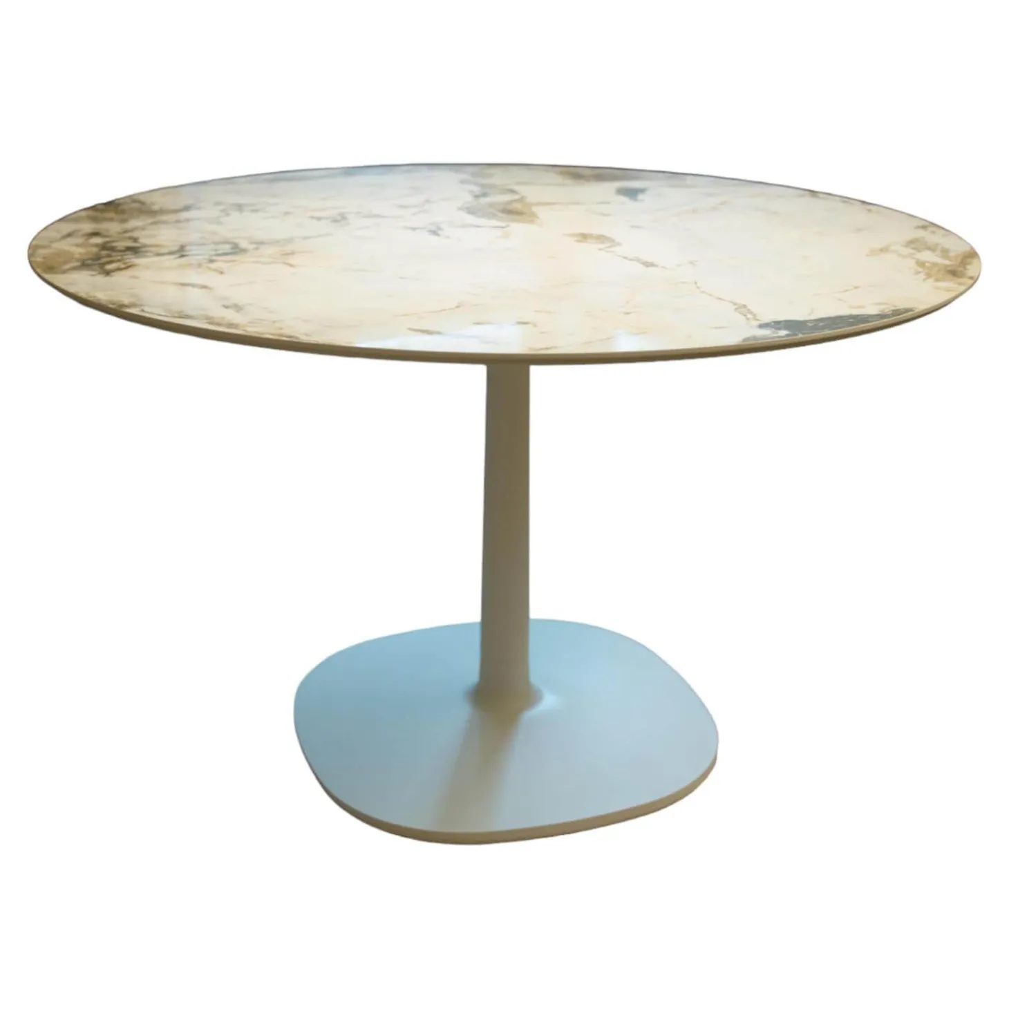 Esstisch Multiplo Platte Weißer Marmor Gestell Druckgegossenes Aluminium Matt Lackiert Weiß