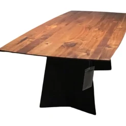 Esstisch 3106N Platte Astiger Nussbaum Schwarz Pigmentiert Wangengestell Rohstahl Schwarz Matt Pulverbeschichtet