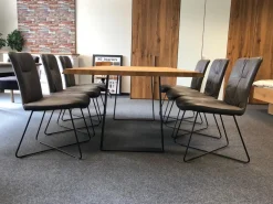 Esstisch Natural Arts Wildeiche Sägerau Echtholz Furniert Gestell Gerade Kufe Schwarz Strukturgepulvert Ohne Stühle