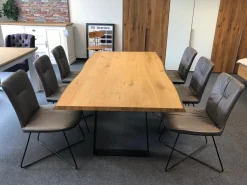 Esstisch Natural Arts Wildeiche Sägerau Echtholz Furniert Gestell Gerade Kufe Schwarz Strukturgepulvert Ohne Stühle