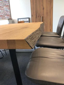 Esstisch Natural Arts Wildeiche Sägerau Echtholz Furniert Gestell Gerade Kufe Schwarz Strukturgepulvert Ohne Stühle