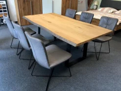 Esstisch Natural Arts Wildeiche Sägerau Echtholz Furniert Gestell Gerade Kufe Schwarz Strukturgepulvert Ohne Stühle