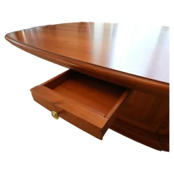 Esstisch Oval Bootsform Unikat Kirschbaum Mit Tür im Sockel