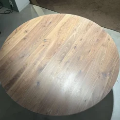 Esstisch Oval Platte Nuss Knorrig Heel Geölt Gestell Schwarz Fein Struktur