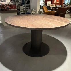 Esstisch Oval Platte Nuss Knorrig Heel Geölt Gestell Schwarz Fein Struktur