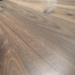 Esstisch Oval Platte Nuss Knorrig Heel Geölt Gestell Schwarz Fein Struktur