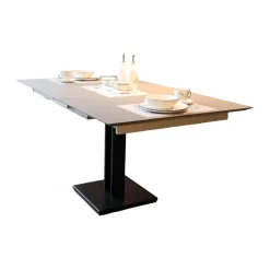 Esstisch Picco Platte Fenix NTM Grigio londra Grau TrÀgerplatte Lack Matt Grau SÀule L70 Matt Tiefschwarz Schwarz Ohne Deko