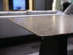 Esstisch Platte Stein Brown Silk Trapezförmig Geledert Kante 6 Ausziehbar