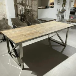 Esstisch Richmond Ulmenholz Gestell Edelstahl