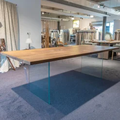 Esstisch RT WoodArt Wildnußbaum Geölt Wange Typ 13-Glaswange