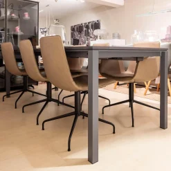 Esstisch S600 Auszugstisch Eiche Schlammfarbig Gebeizt Und Lackiert Füße RAL 7005 Schiefergrau Matt Pulverbeschichtet