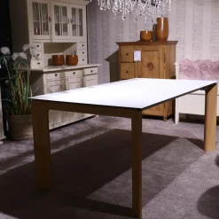 Esstisch Salamanca 3240 4 Wildeiche Massiv Tischplatte Mattglas Ausziehbar