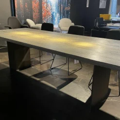 Esstisch SC41 Eiche Geköhlt Silber Gebürstet Gestell Rohstahl Natur Lackiert