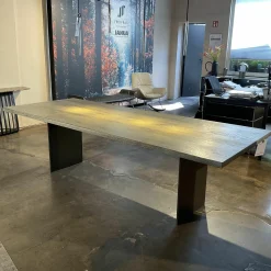 Esstisch SC41 Eiche Geköhlt Silber Gebürstet Gestell Rohstahl Natur Lackiert