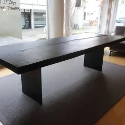 Esstisch SK 01 Monolith Platte Eiche Geköhlt Natur Geölt Schwarz Gestell Rohstahl