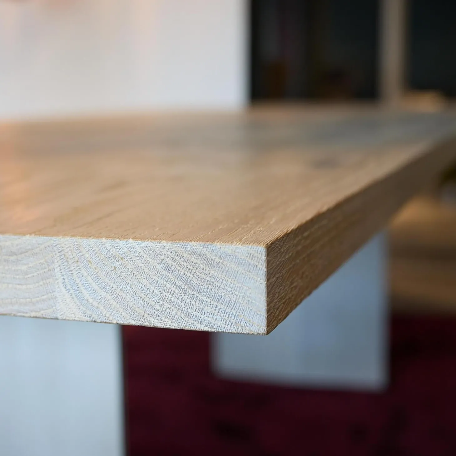 Esstisch Sky Squared Eiche Milchweiß Pigmentiert Gestell Edelstahl-Effekt