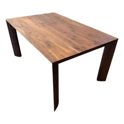 Esstisch SR1 Astiger Nussbaum Natur Geölt Äste Mit Zinn Ausgegossen Inklusive Querauszug