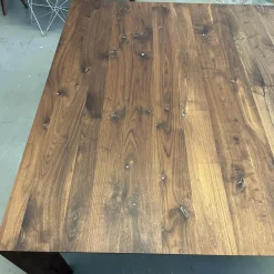 Esstisch SR1 Astiger Nussbaum Natur Geölt Äste Mit Zinn Ausgegossen Inklusive Querauszug