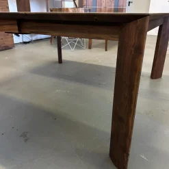 Esstisch SR1 Astiger Nussbaum Natur Geölt Äste Mit Zinn Ausgegossen Inklusive Querauszug