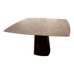 Esstisch T81 Platte Keramik Umbra Marron Grau Braun Fuß Metall Anthrazit Pulverbeschichtet