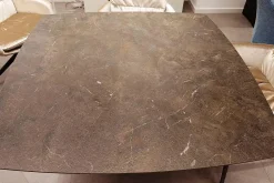 Esstisch T81 Platte Keramik Umbra Marron Grau Braun Fuß Metall Anthrazit Pulverbeschichtet