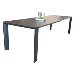 Esstisch T90 Platte Keramik Strom Nero Anthrazit Gestell Pulverbeschichtet Anthrazit Mit Auszug