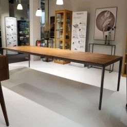 Esstisch Tak TRTM20101 Platte Nussbaum Fußgestell Stahl Bronze Matt mit 100cm Auszug