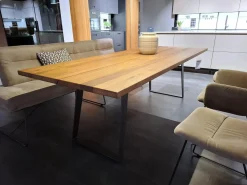 Esstisch Talara Platte Rustikaler Nussbaum Massiv Geölt Gestell Metallkufe Schwarz