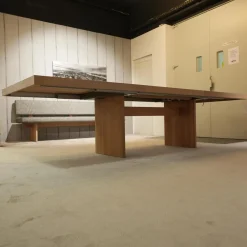 Esstisch Tema Eiche Naturöl Weiß Füße Holzwange mit 100cm Auszugsplatte