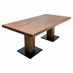 Esstisch Thabea 389344080 Balkeneiche Natur Gestell Metall Schwarz